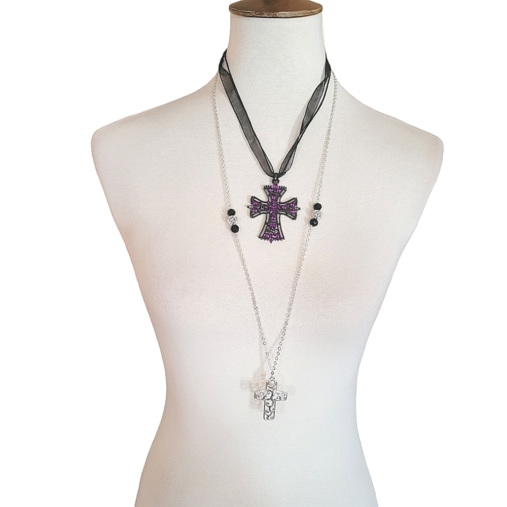 Two‎ Piece Cross Necklace Set
